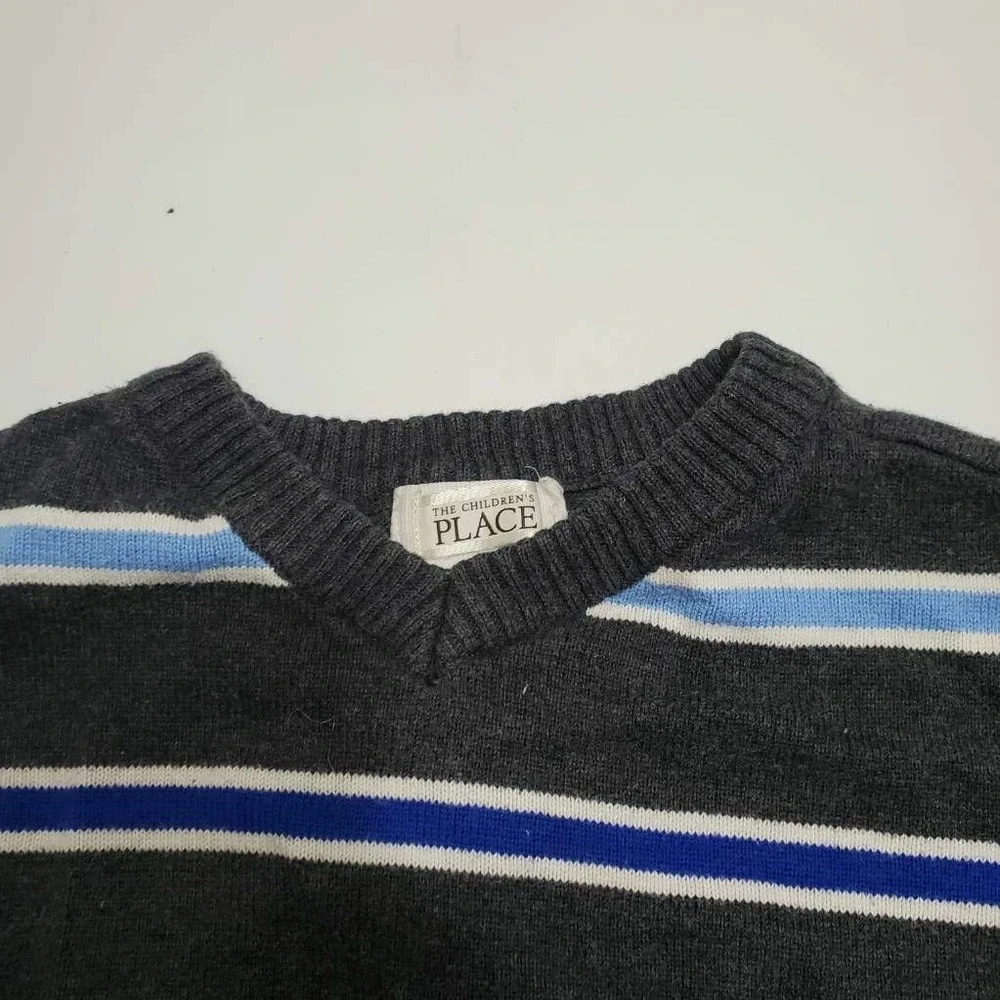 The Children's Place Baby Boys Sweater Black Blue Striped V-Neck Long Sleeve 3T